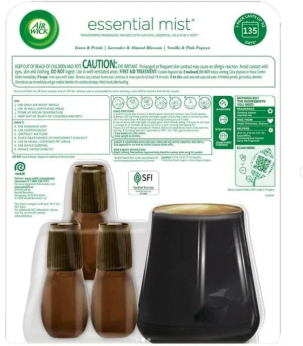 Air Wick Essential Mist 1 Difusor + 3 Repuestos 20 ml