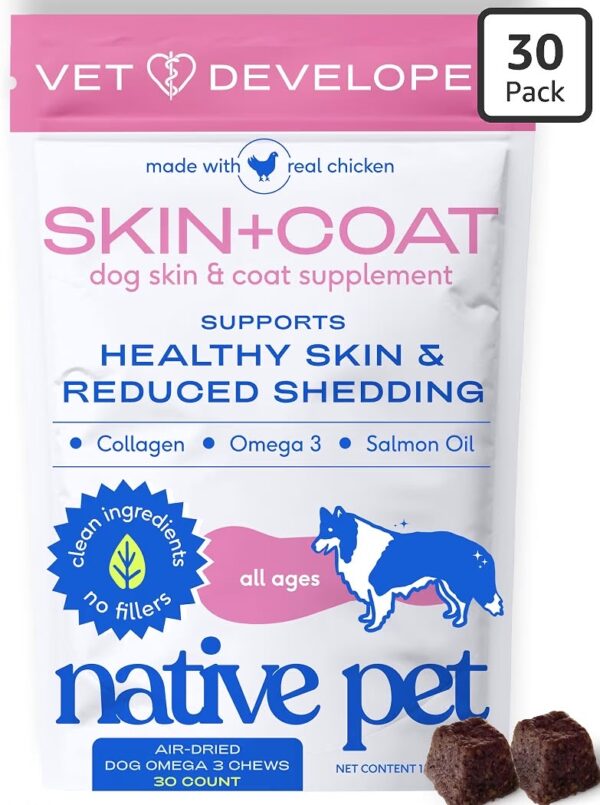 Native Pet Omega Masticables para Piel y Pelaje de Perros Sabor Pollo 30 Unidades