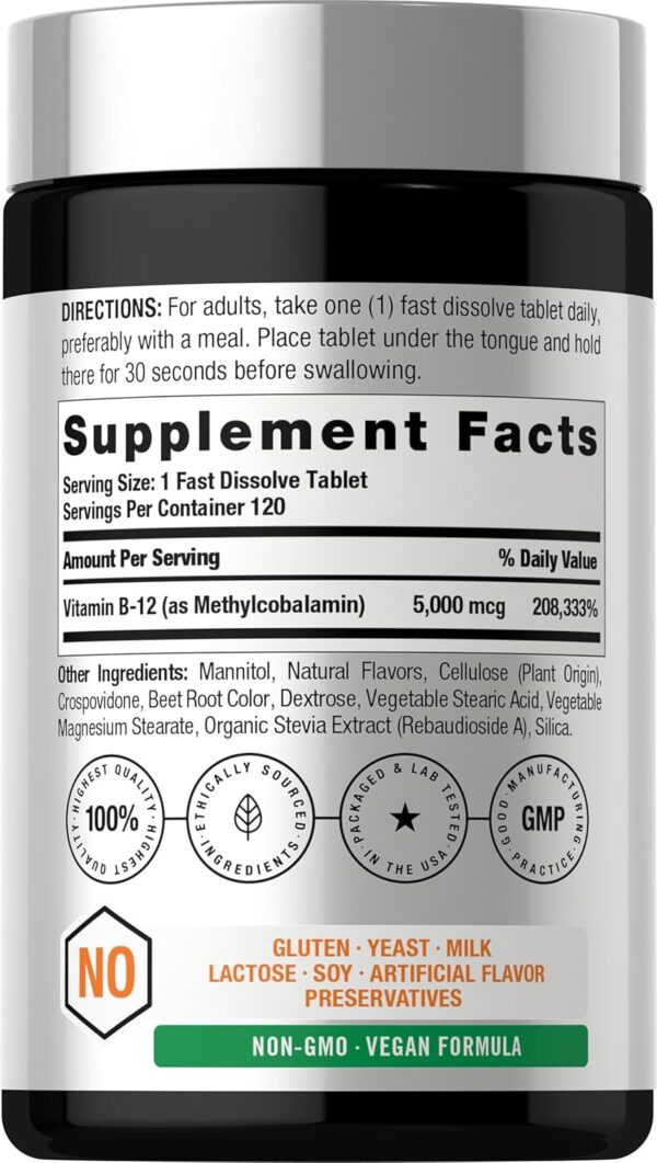 Vitamina B12 5000mcg Horbäach 120 tabletas sublinguales