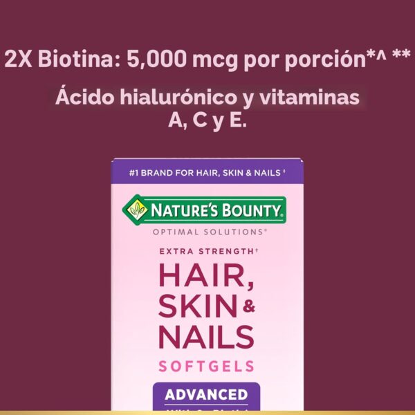 Nature's Bounty Advanced Cabello Piel y Uñas con Biotina Ácido Hialurónico y Argán 150 Cápsulas Blandas