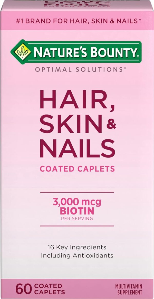 Nature's Bounty Cabello Piel y Uñas 3000 mcg de Biotina Multivitamínico 60 Capletas