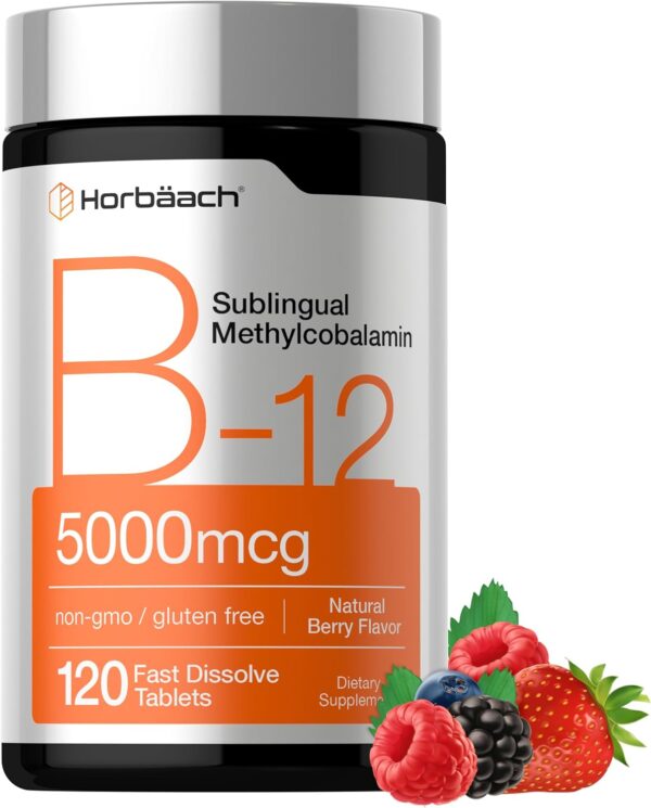 Vitamina B12 5000mcg Horbäach 120 tabletas sublinguales