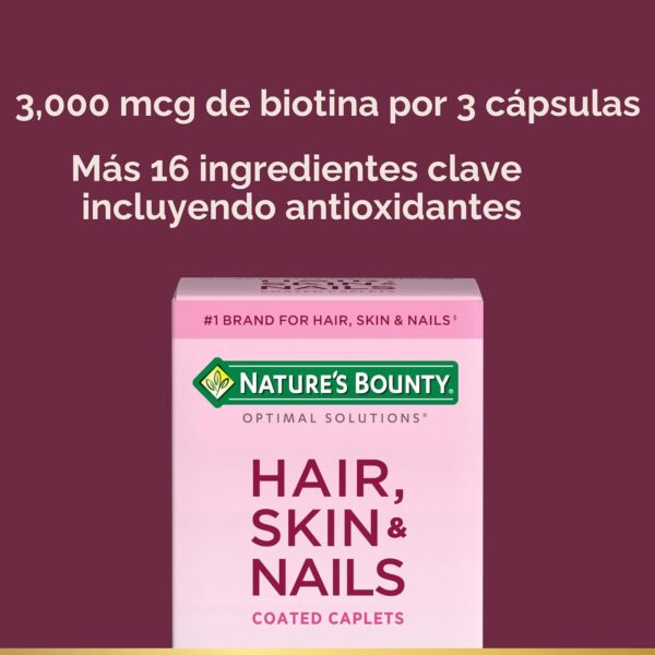 Nature's Bounty Cabello Piel y Uñas 3000 mcg de Biotina Multivitamínico 60 Capletas