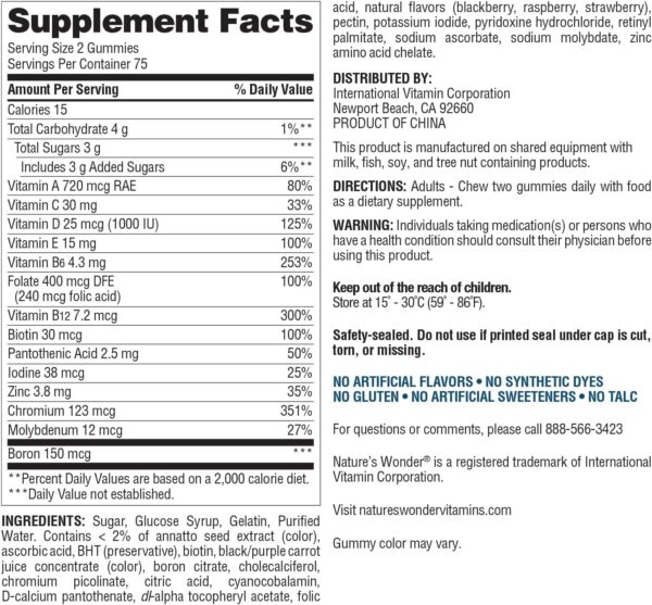 Nature's Wonder Gomitas Multivitamínicas para Hombres 150 unidades