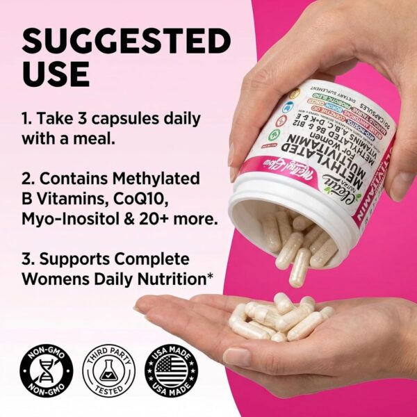 Clean Nutra Multivitamínico Metilado para Mujeres Methyl Glow 90 Cápsulas