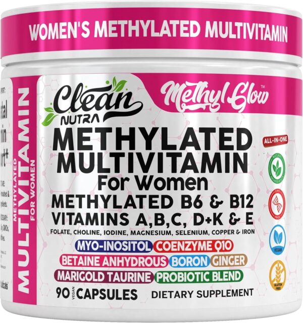 Clean Nutra Multivitamínico Metilado para Mujeres Methyl Glow 90 Cápsulas