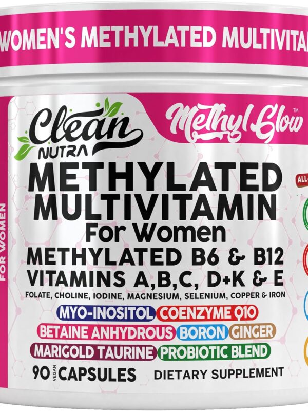 Clean Nutra Multivitamínico Metilado para Mujeres Methyl Glow 90 Cápsulas