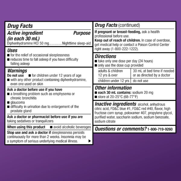 Amazon Basic Care Líquido Auxiliar del Sueño Nocturno Difenhidramina 50mg 355ml