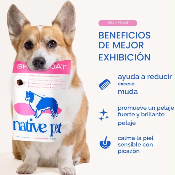 Native Pet Omega Masticables para Piel y Pelaje de Perros Sabor Pollo 30 Unidades