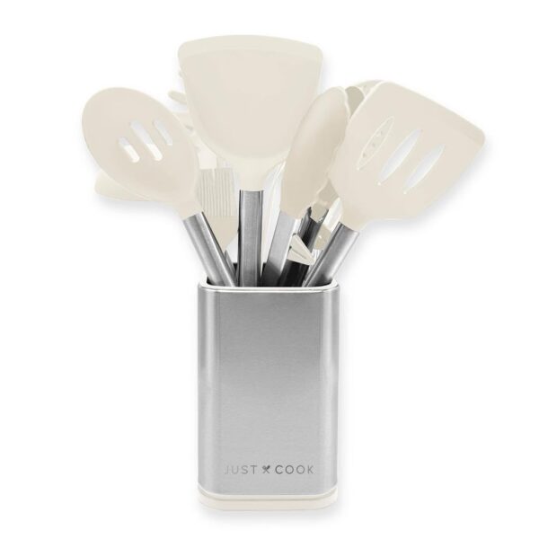 Just Cook Juego de Utensilios de Cocina de Silicona y Acero Inoxidable 14 Piezas