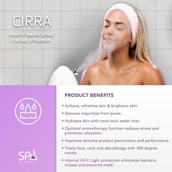 81Qc5PvAzcL._AC_SL1500_ Spa Sciences CIRRA Vaporizador Facial Nano Iónico con Protección UVC