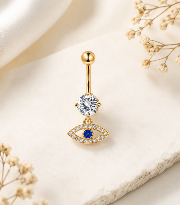 Piercing para Ombligo con Ojo Protector y Piedras Brillantes