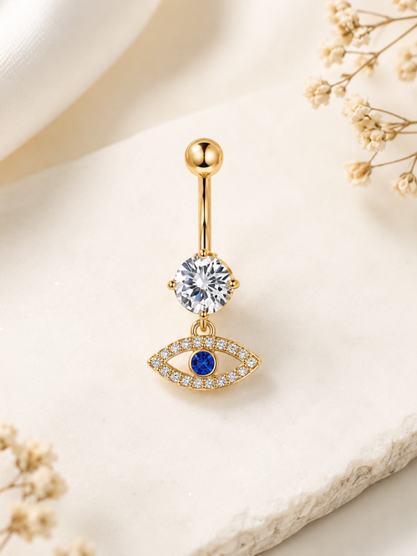 Piercing para Ombligo con Ojo Protector y Piedras Brillantes