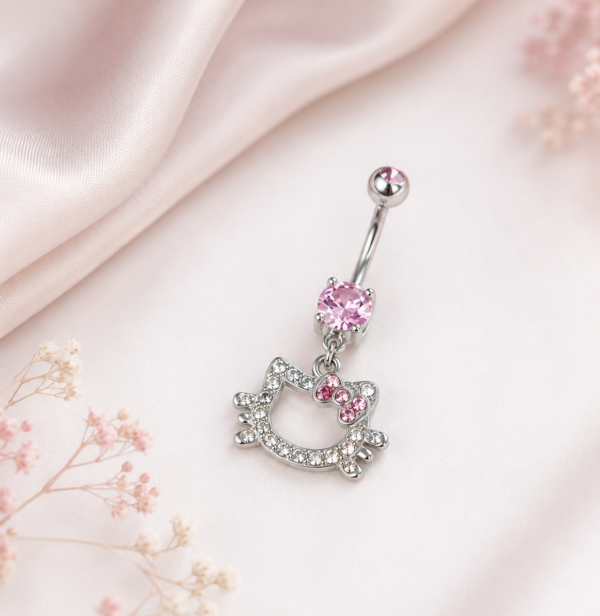 ChatGPT Image 2 ago 2026, 11_56_14 p.m. Piercing para Ombligo con Gatita, Lazo Rosa y Piedras Brillantes