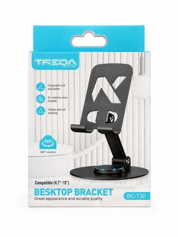 Soporte de Escritorio Ajustable y Giratorio para Tablet y Celular TREQA BC-T30