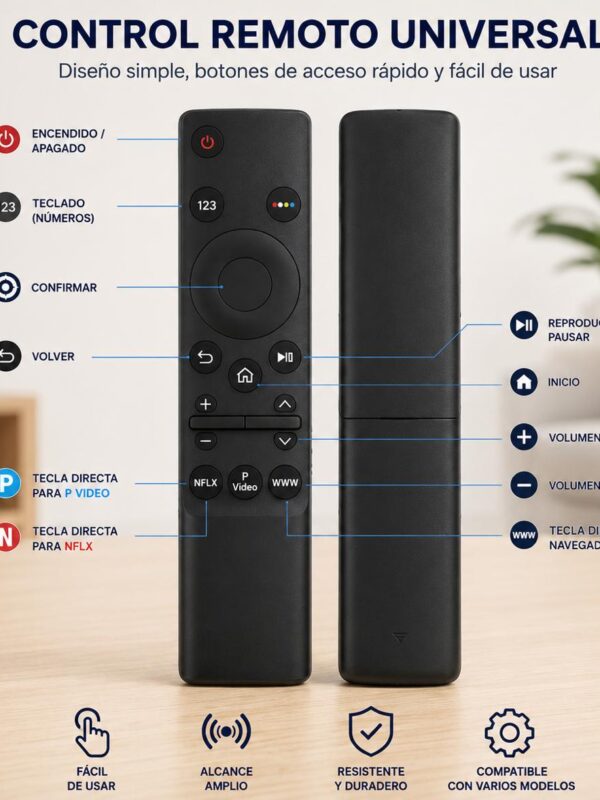 Control Remoto Universal con Accesos Directos para Smart TV