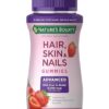 Nature's Bounty Optimal Solutions Advanced Hair, Skin & Nails 2X Biotina – 80 Gomitas de Fresa