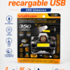 Voltax Lámpara Frontal Recargable USB de 350 Lúmenes con Base Magnética