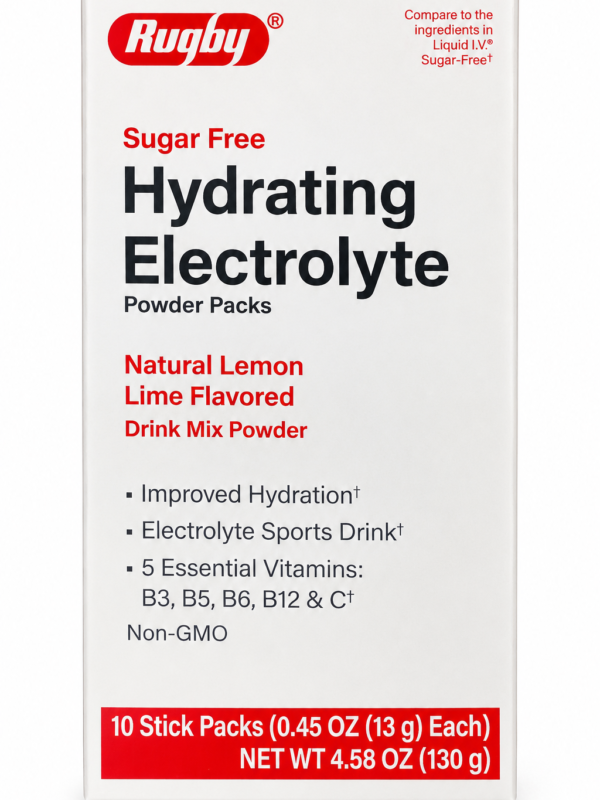 Rugby Hydrating Electrolyte Powder Sugar Free Sabor Limón-Lima 10 Sobres